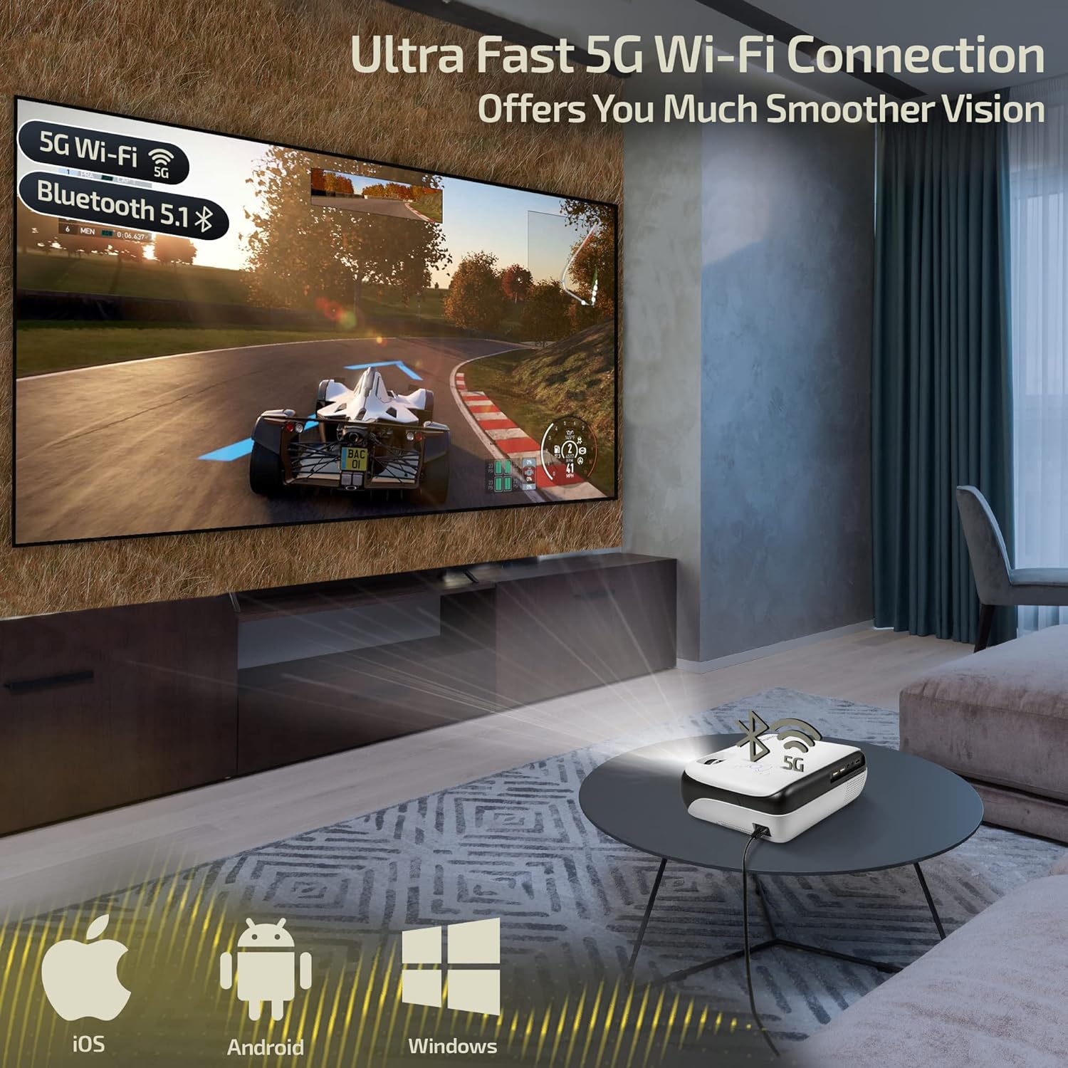 4K Projector with 10,000 Lumens, 300