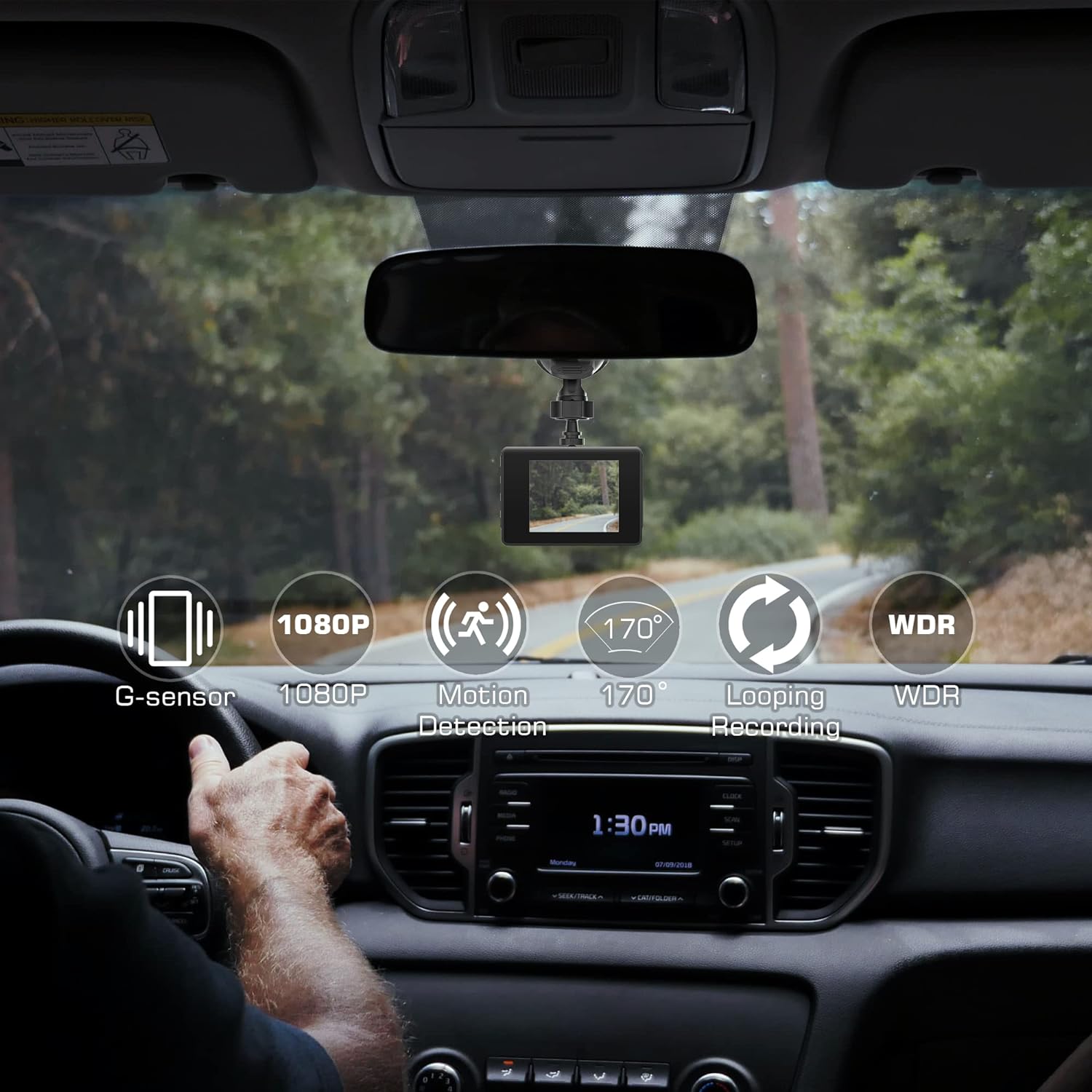 Dash Camera with 1080P, FHD, DVR, 170°Wide Angle