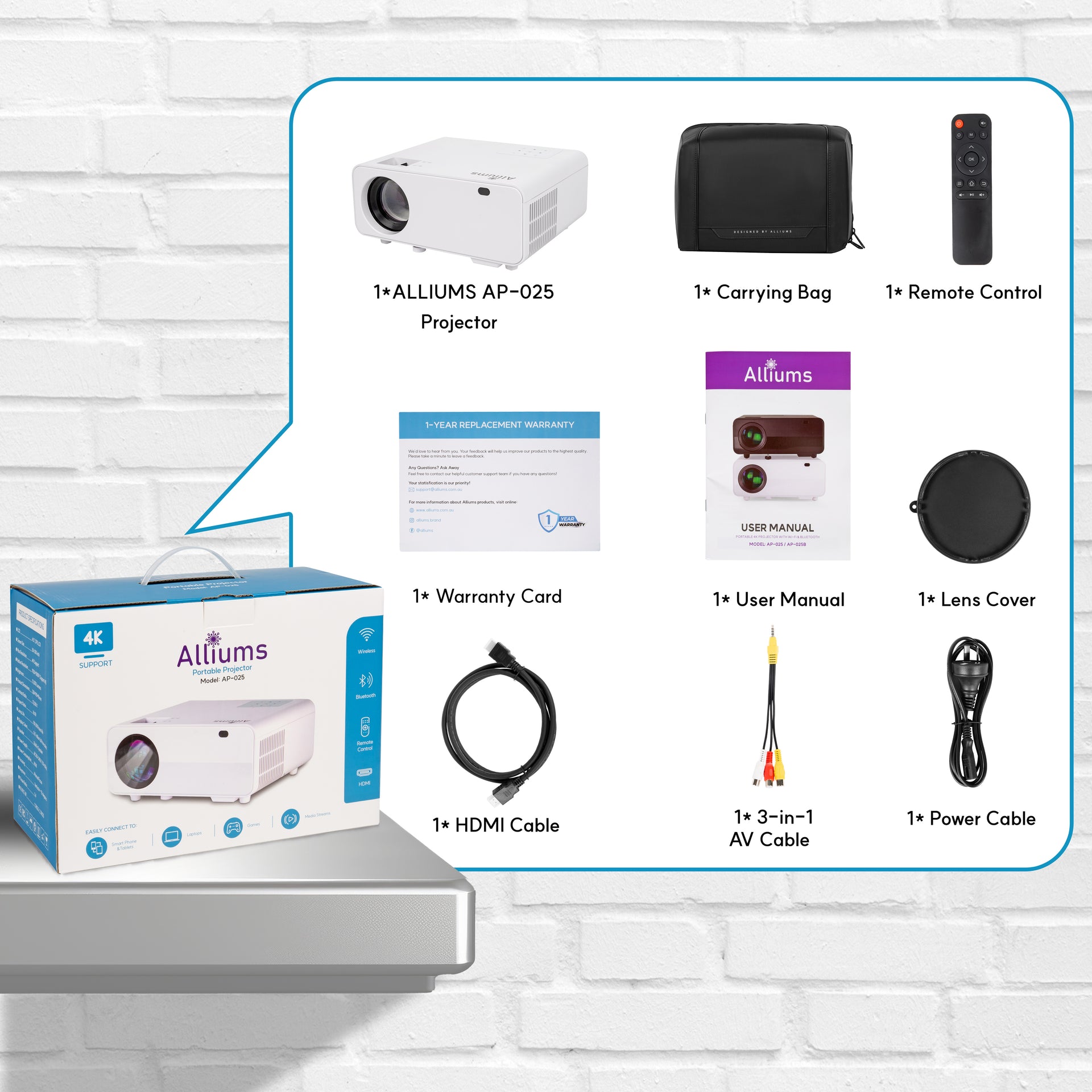 Mini Portable Projector with 1080p Full HD Resolution