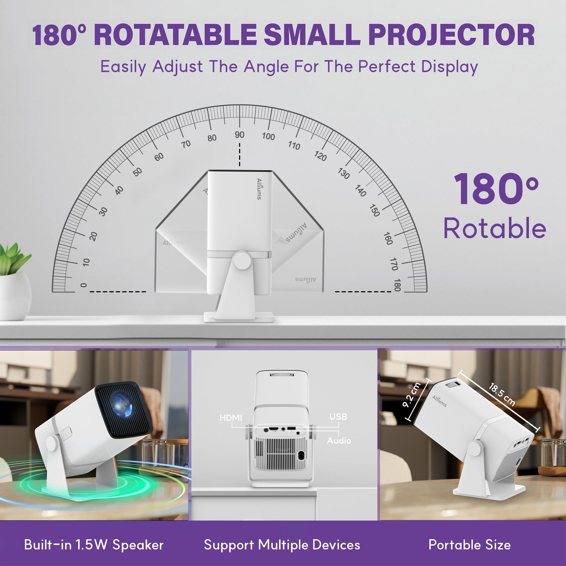 Mini Projector with 5G WiFi, 1080P Supported, Portable Projector