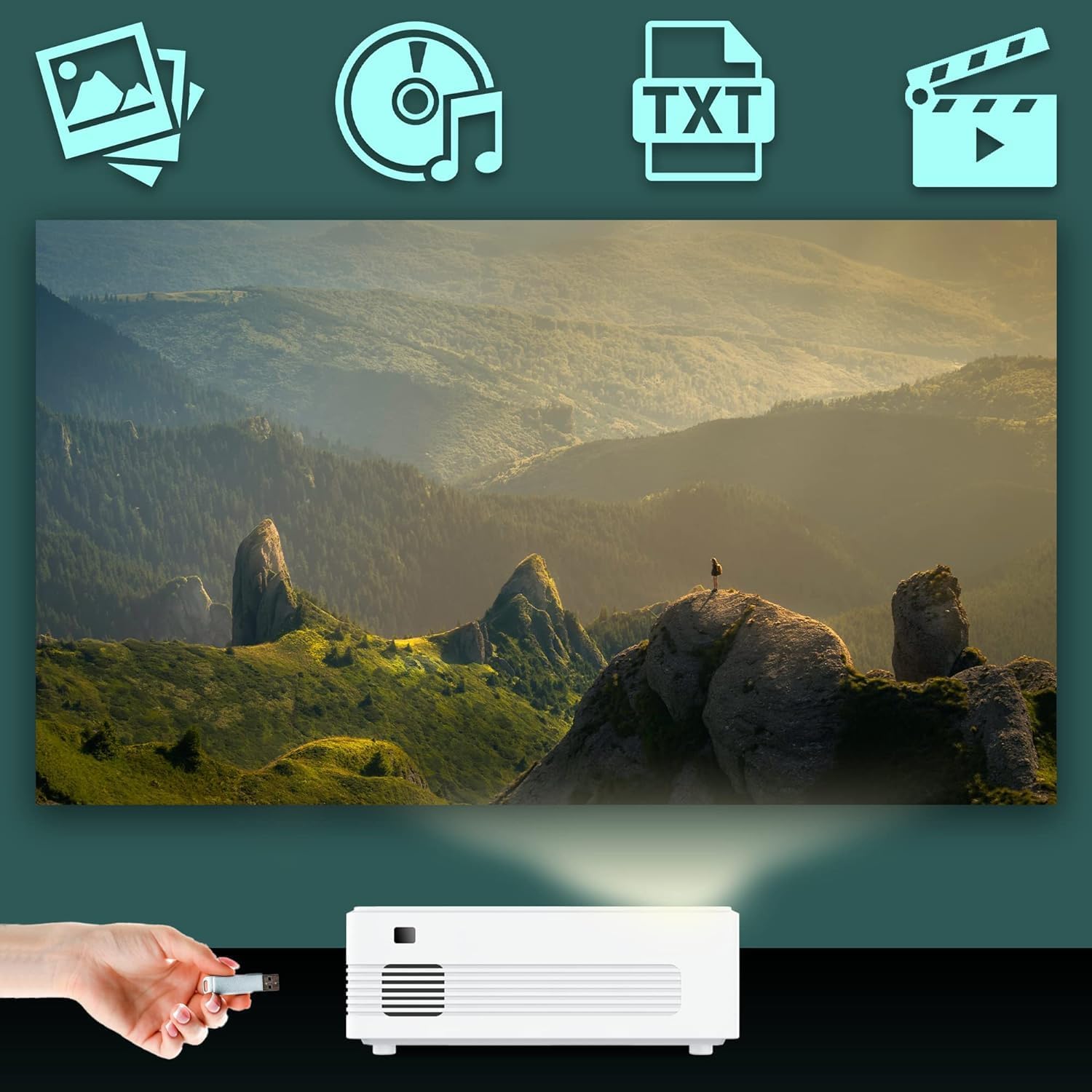 ALLIUMS Native 1080P Mini Projector with 8500 Lumens