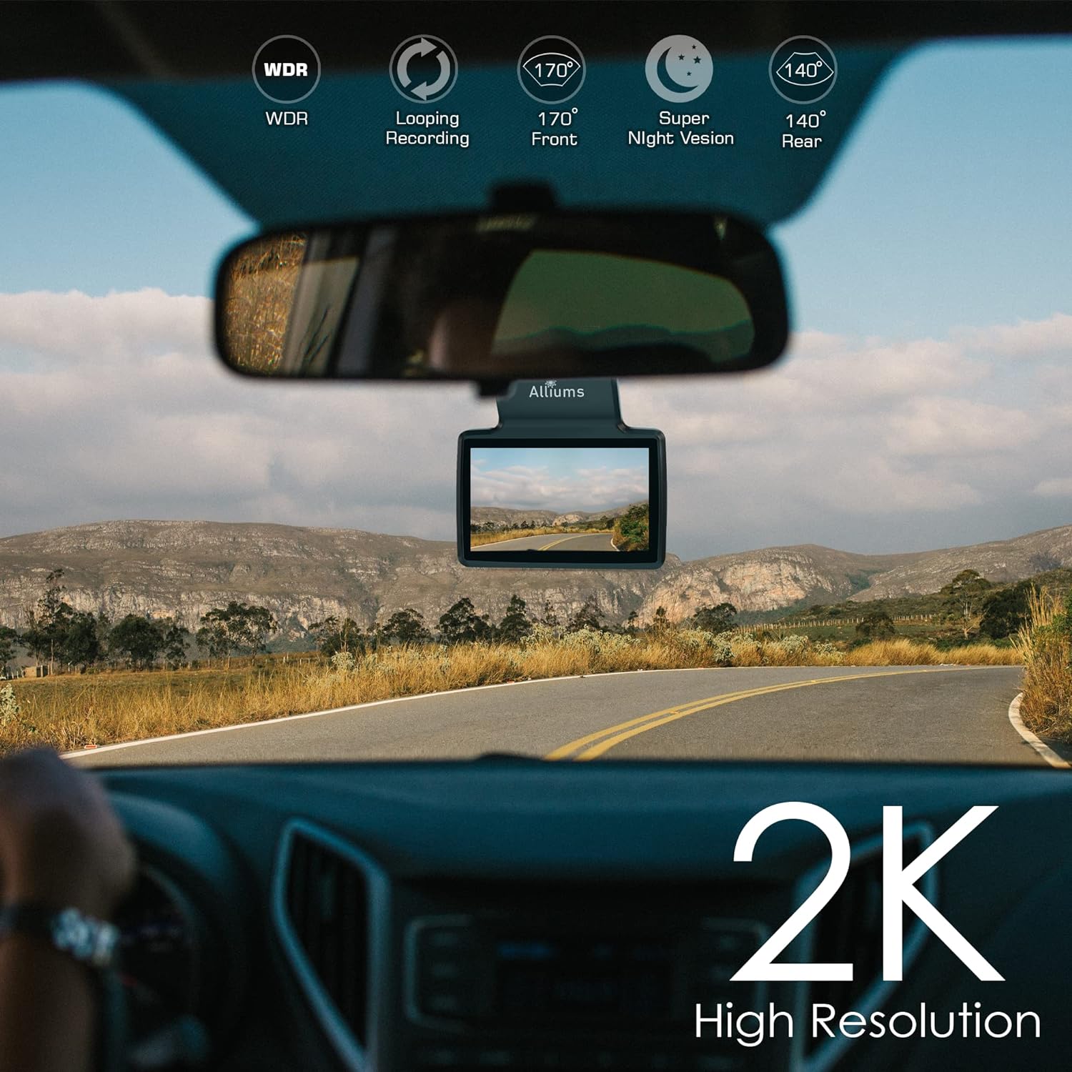 2K Dash Cam with Front and Rear Camera