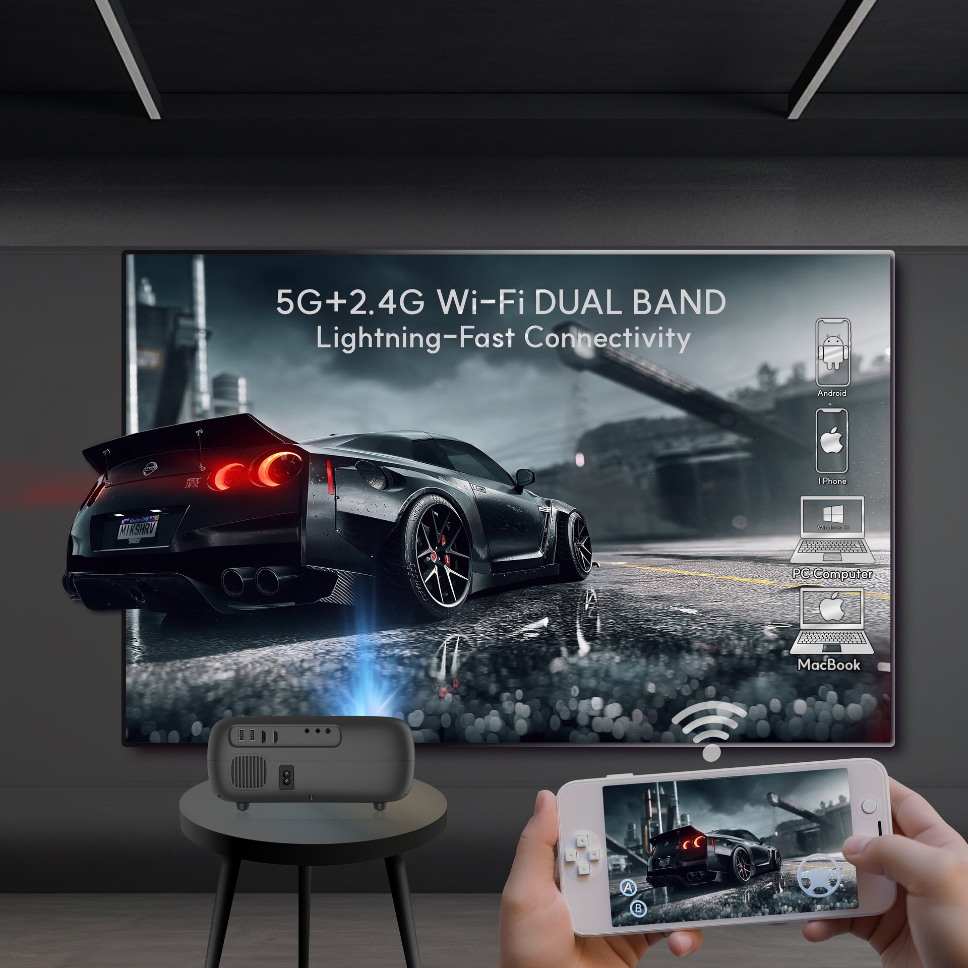 [Auto Focus & Keystone]  Mini Projector with Native 1080p