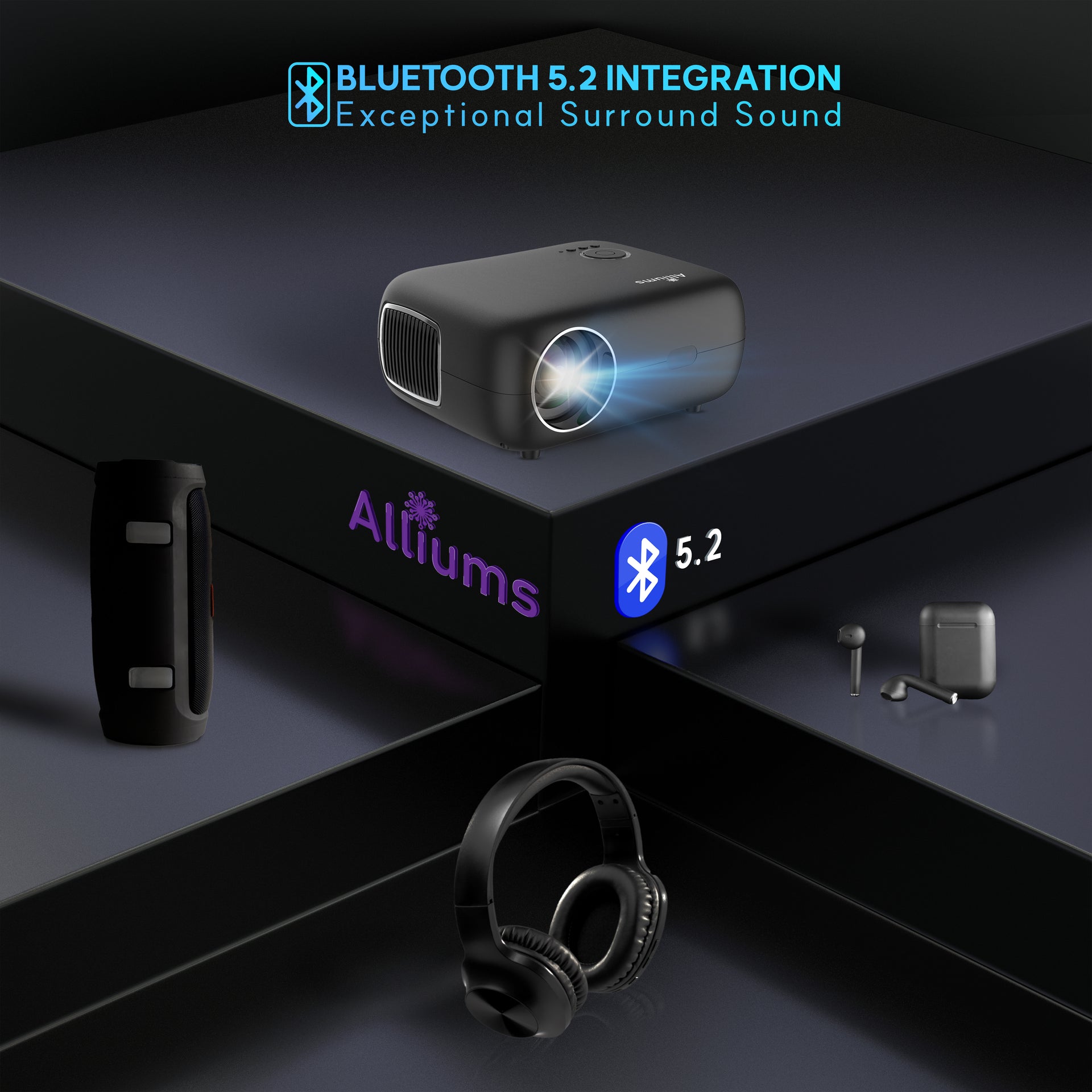 [Auto Focus & Keystone]  Mini Projector with Native 1080p