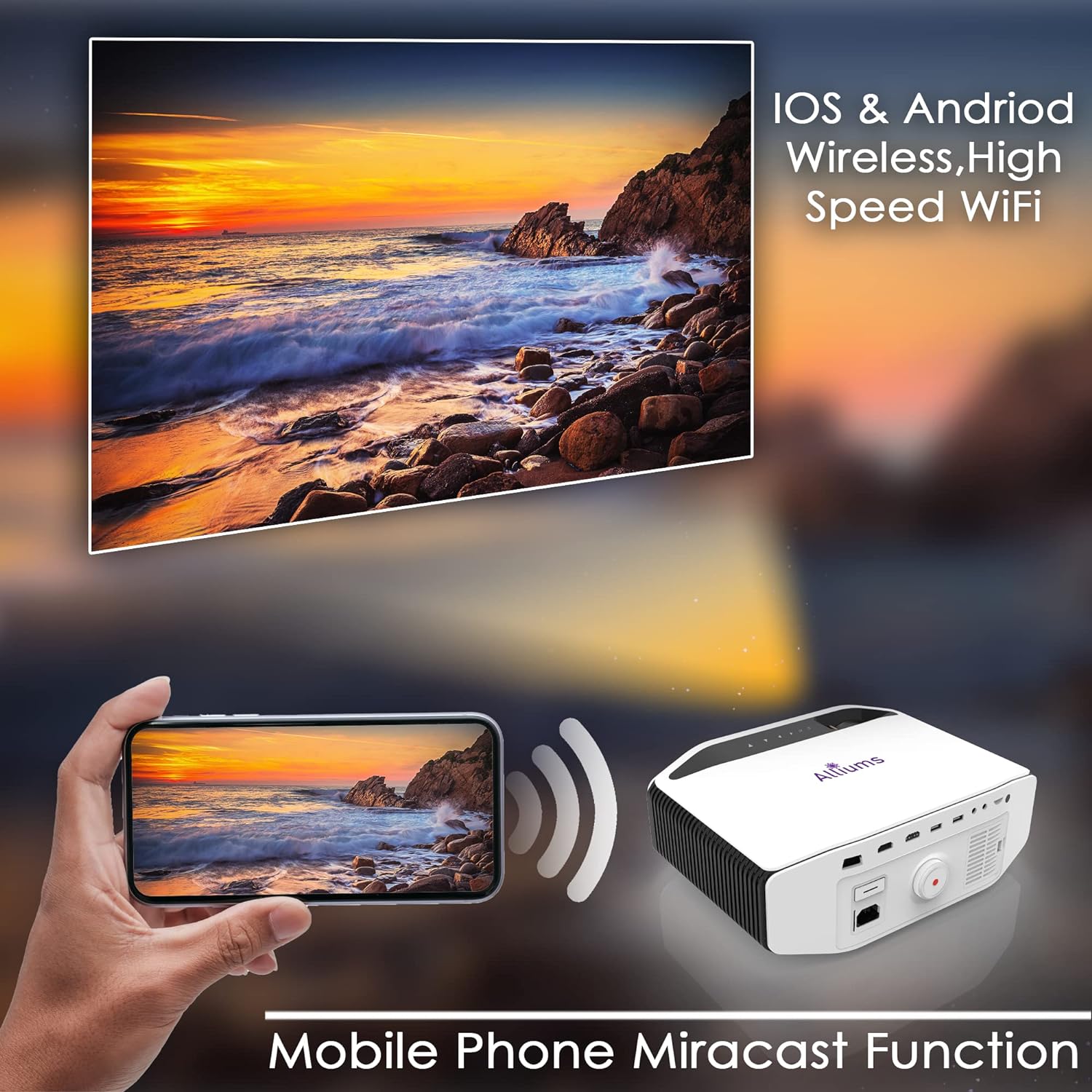 4K Projector with Wi-Fi & Bluetooth
