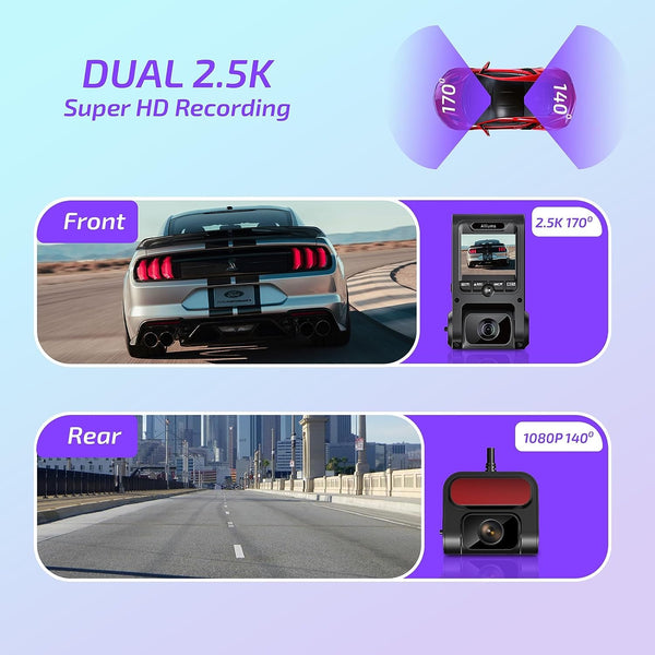ALLIUMS 2.5K Dash Cam Duo: Front and Rear Dash Cameras
