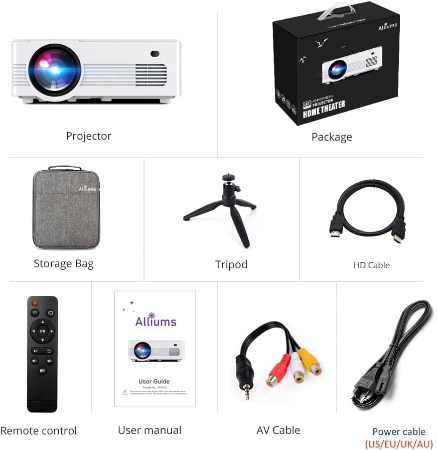 ALLIUMS Native 1080P Mini Projector with 8500 Lumens