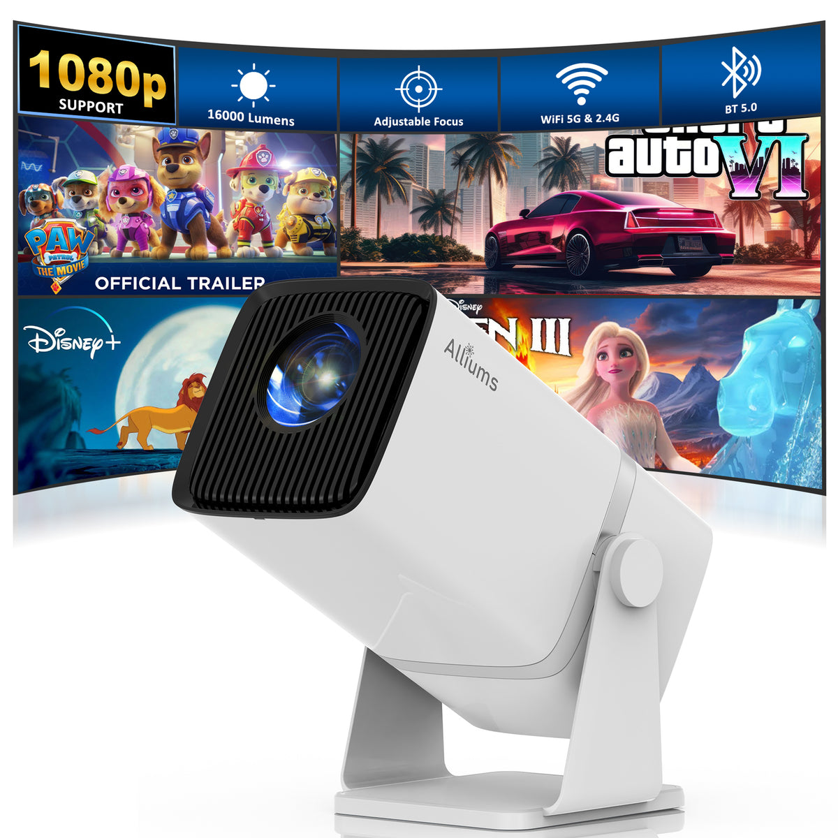 Ap Projector Mini Projector with 5G WiFi, 1080P Supported, Portable Projector, AP-M ...